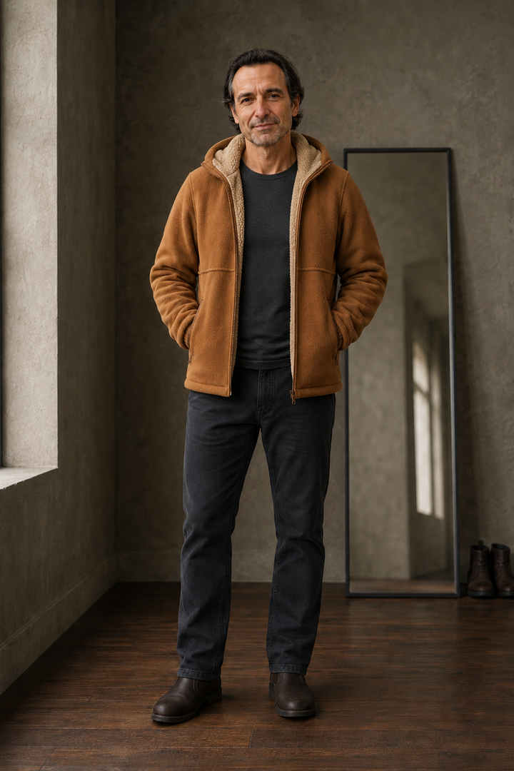 Fleece Lined Full Zip Hooded Jacket - hero open