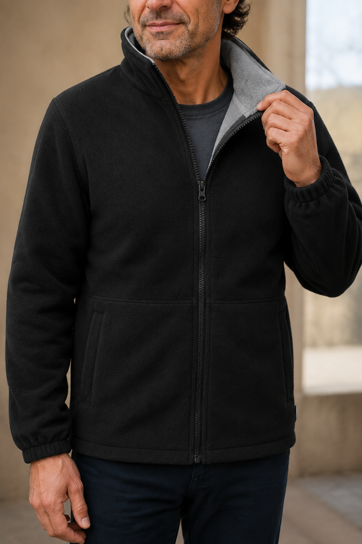 Fleece Lined Stand Collar Outdoor Jacket - fleece close-up