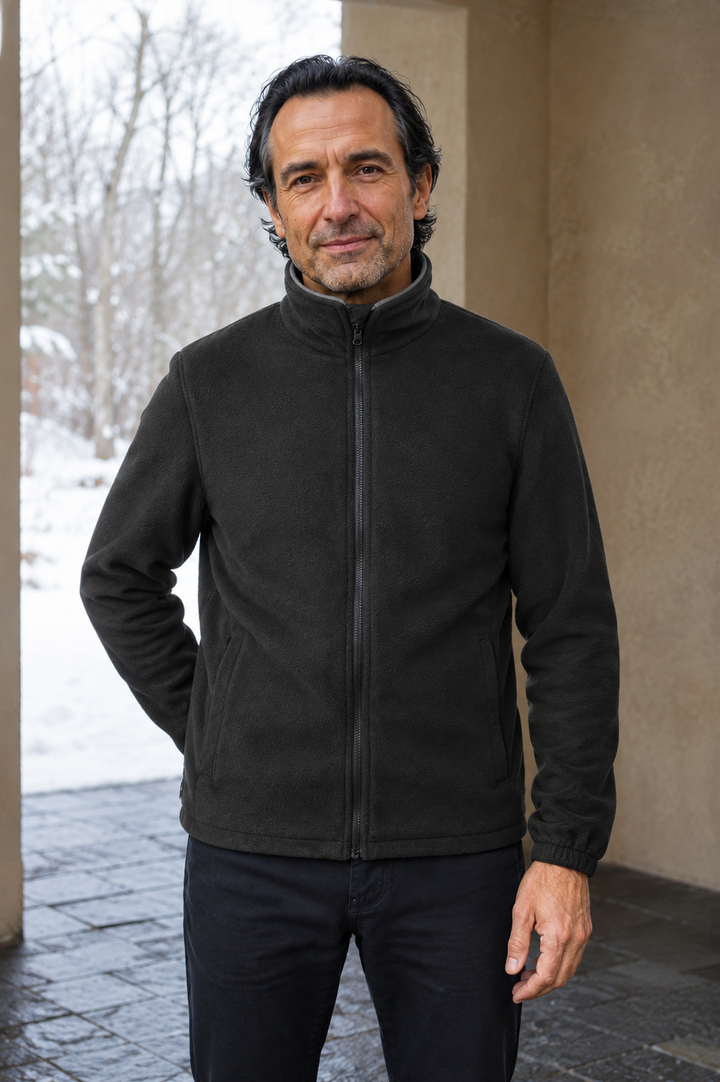Fleece Lined Stand Collar Outdoor Jacket - hero closed