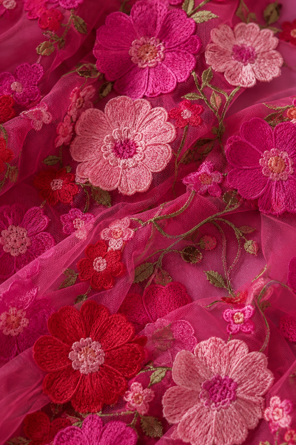 Floral Applique Mermaid Evening Gown - fabric close-up