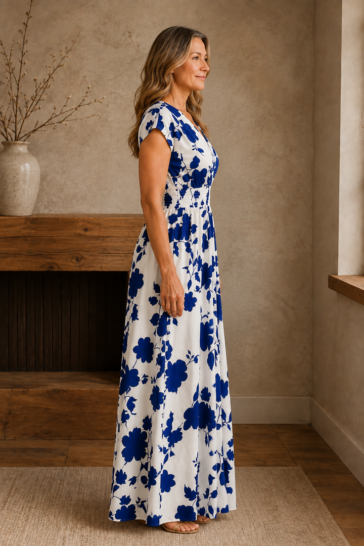Floral Print A-Line Maxi Dress - left side view