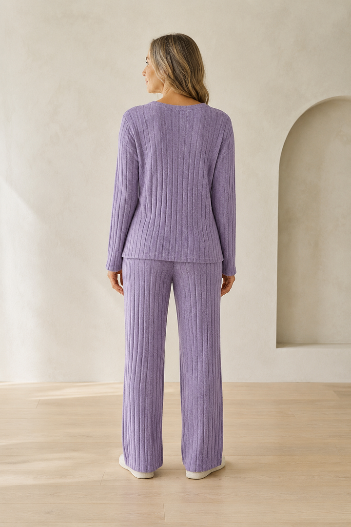 Florianne | V Neck Knit Lounge Set - Purple