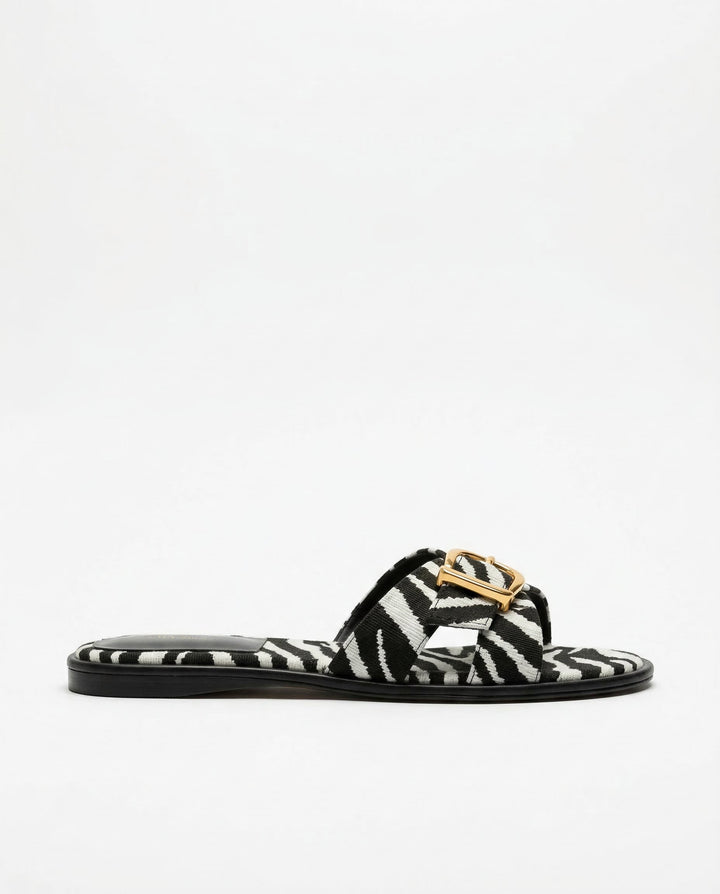 Vitalie | Crossed Strap Cutout Flat Slides