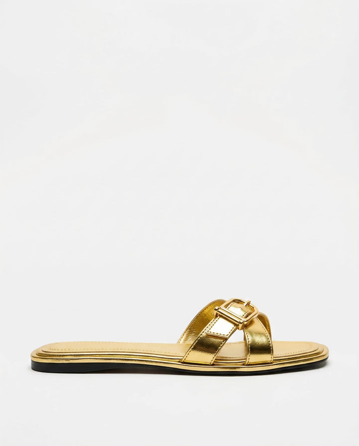Vitalie | Crossed Strap Cutout Flat Slides