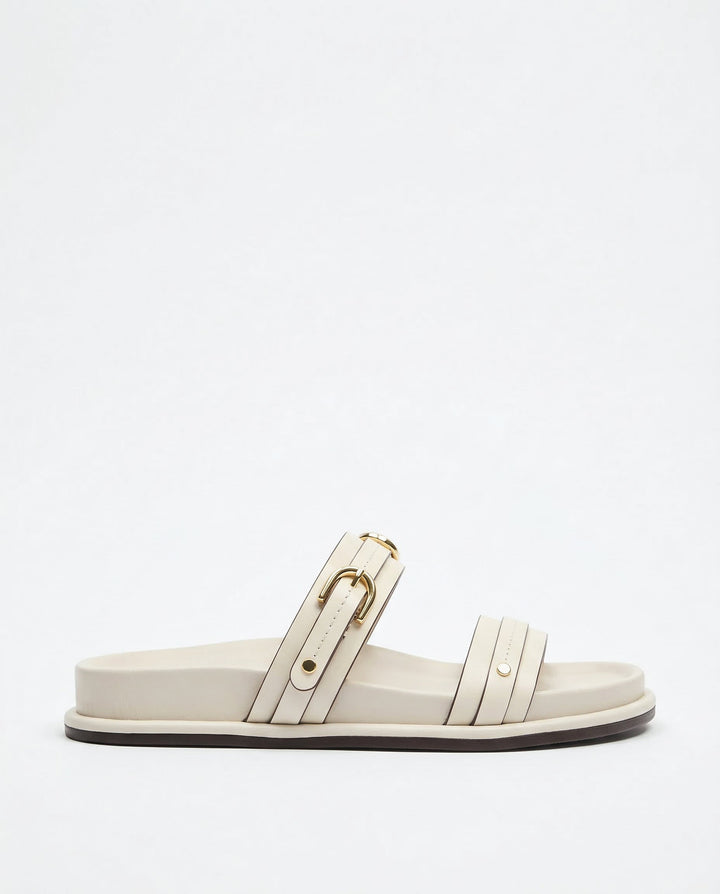 Fleurange | Dual Strap Flat Sandals