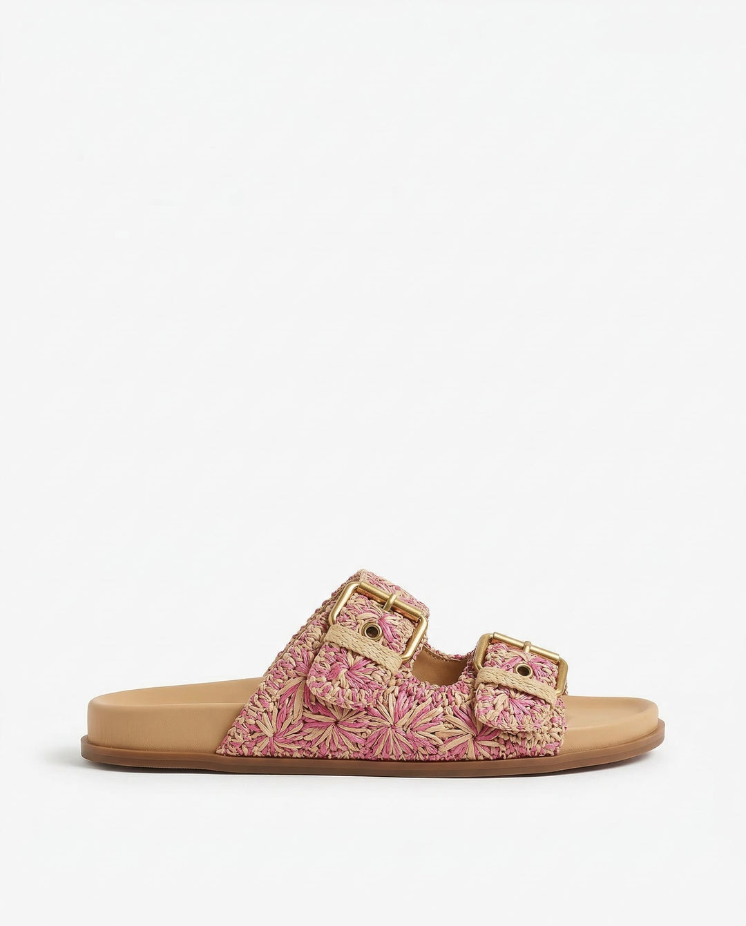 Sally | Woven Raffia Double Buckle Slides