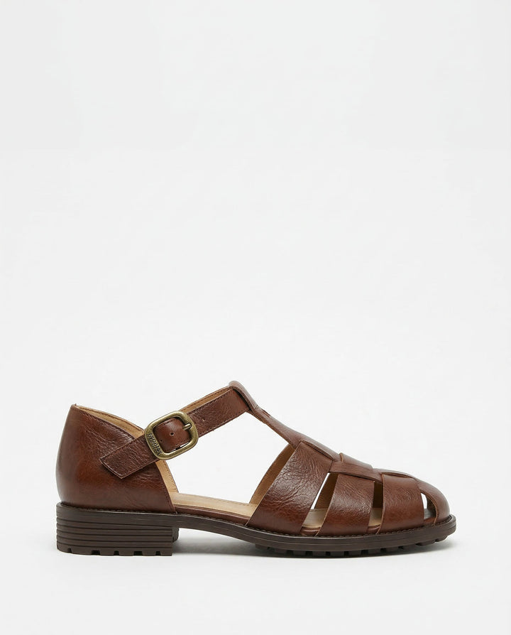 Arminda | Woven Leather T-Strap Sandals