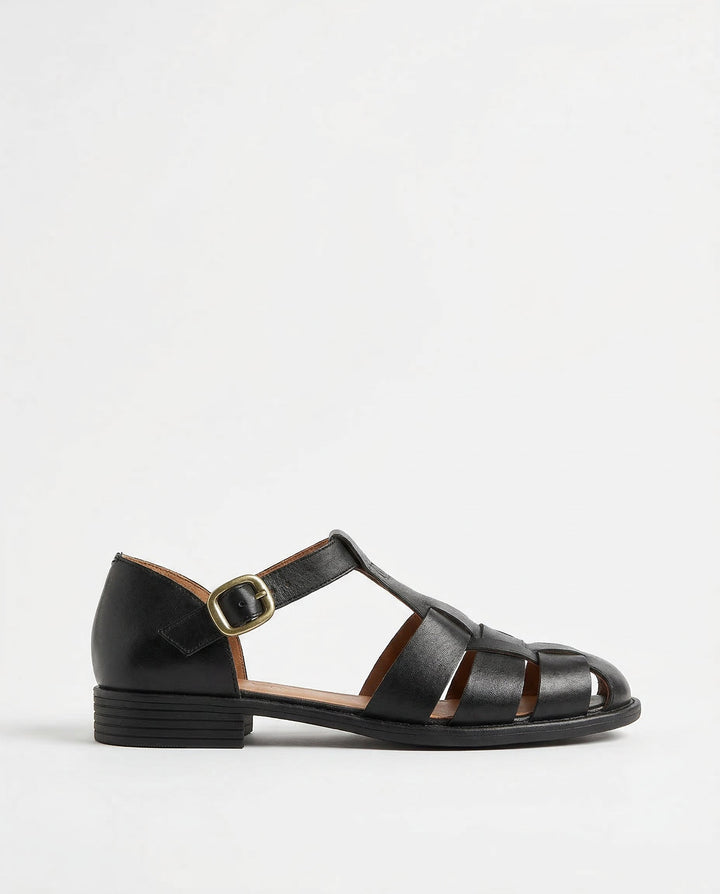 Arminda | Woven Leather T-Strap Sandals