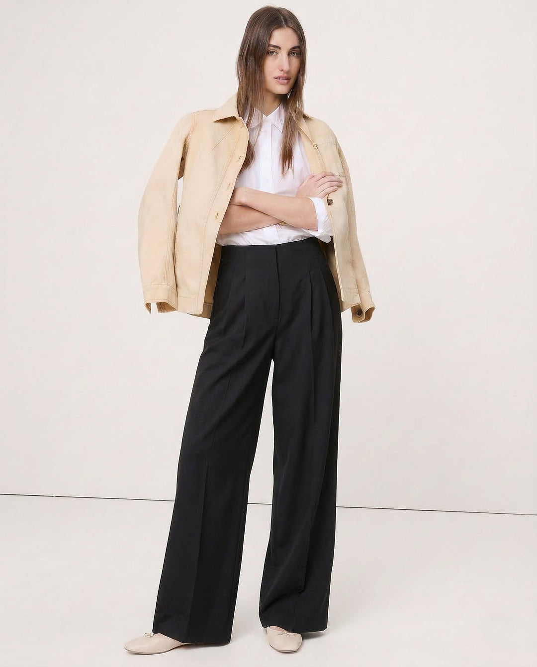 Octavie | Draped Cotton Wide Leg Trousers