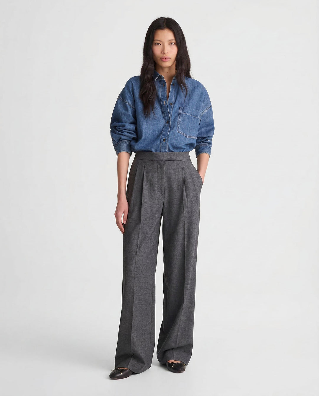 Octavie | Draped Cotton Wide Leg Trousers