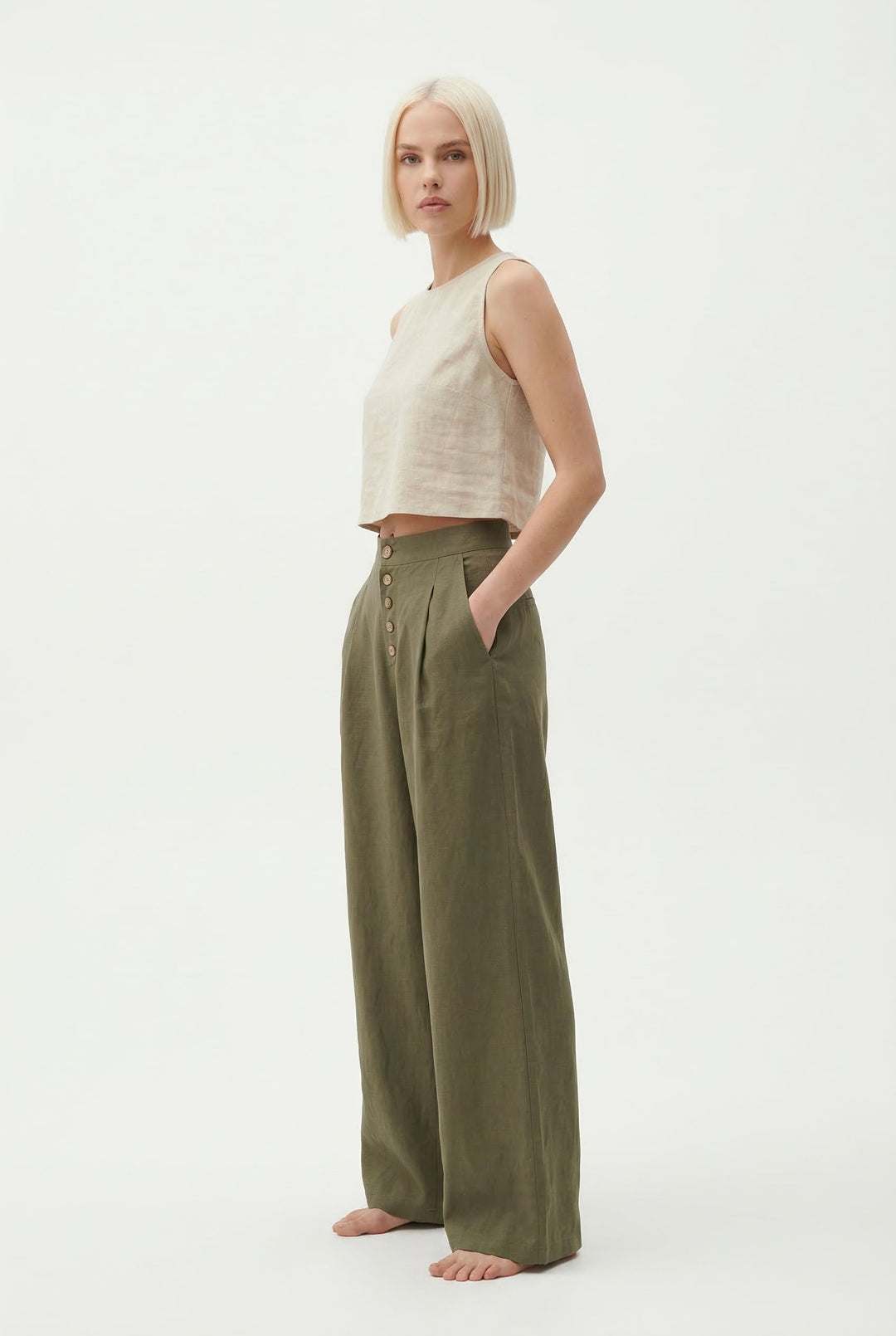 Petronille | Hidden Elastic Cotton Trousers