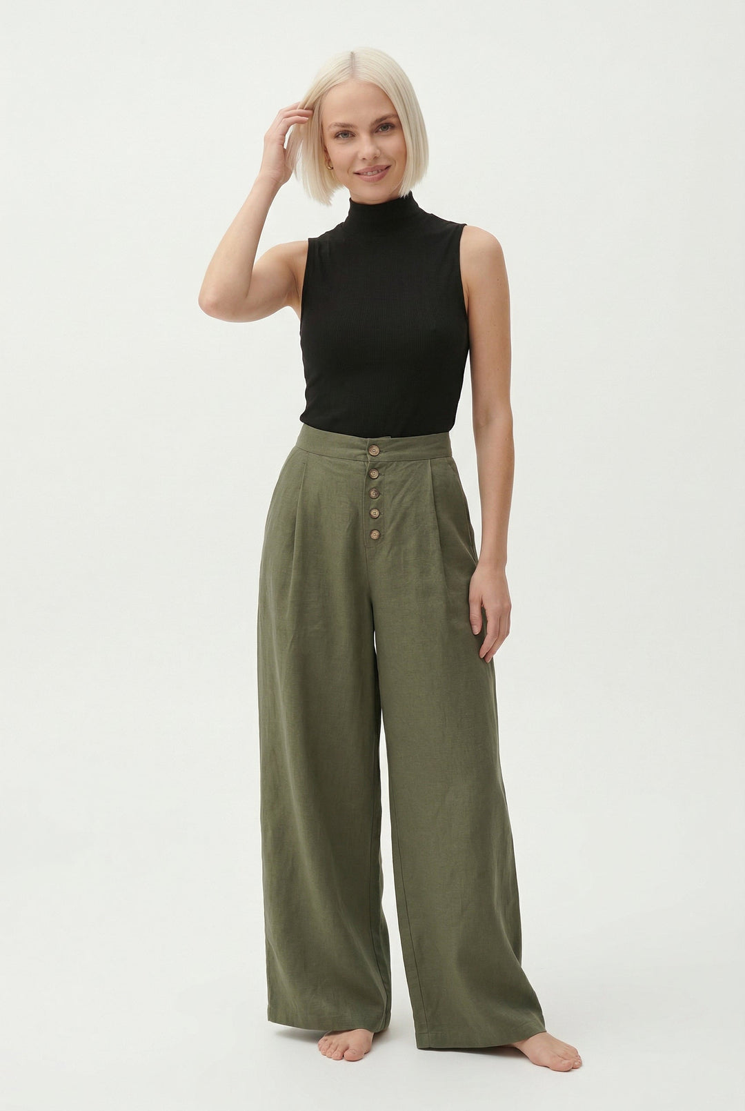 Petronille | Hidden Elastic Cotton Trousers