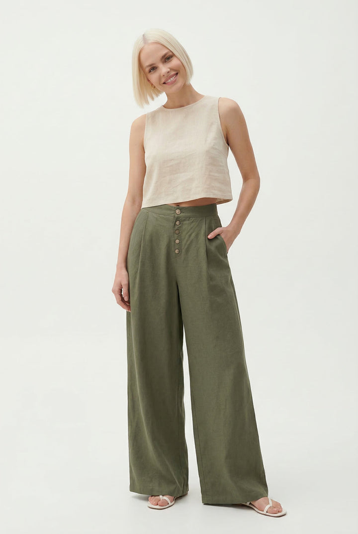 Petronille | Hidden Elastic Cotton Trousers