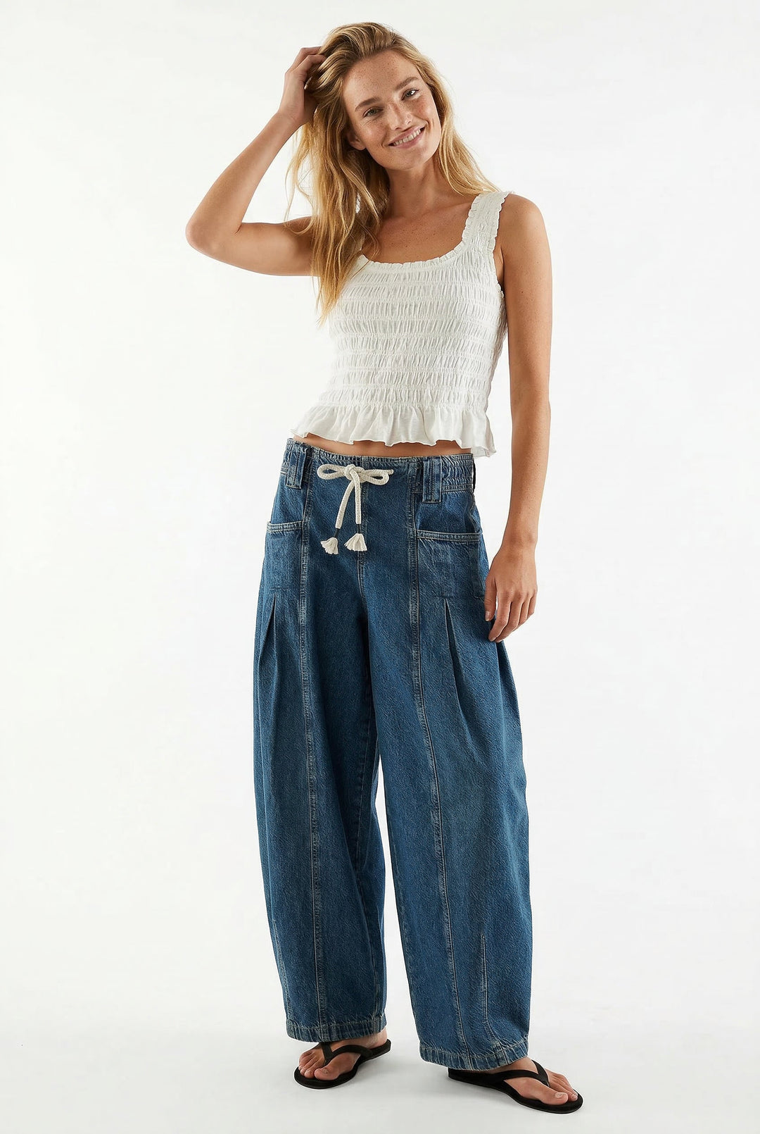 Julienne | Cotton Denim Drawstring Pants