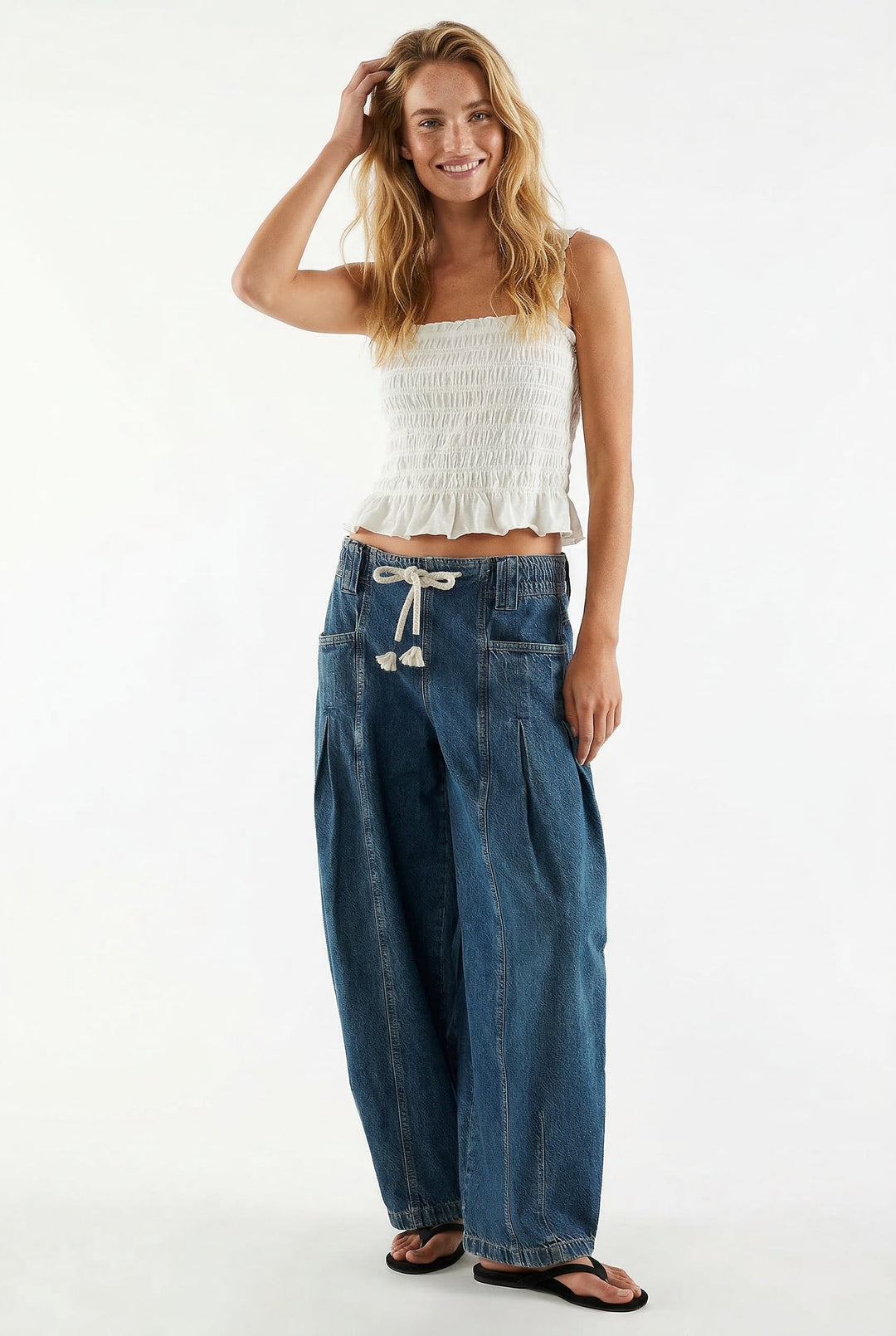 Julienne | Cotton Denim Drawstring Pants