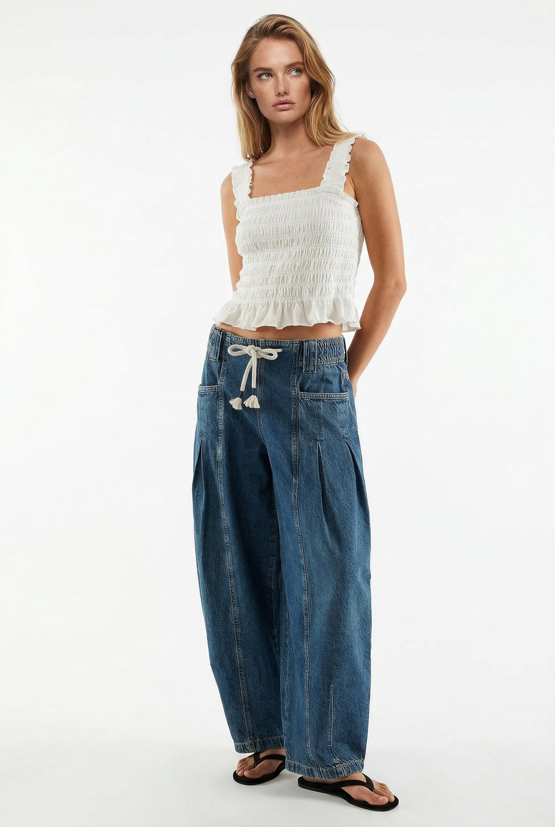Julienne | Cotton Denim Drawstring Pants