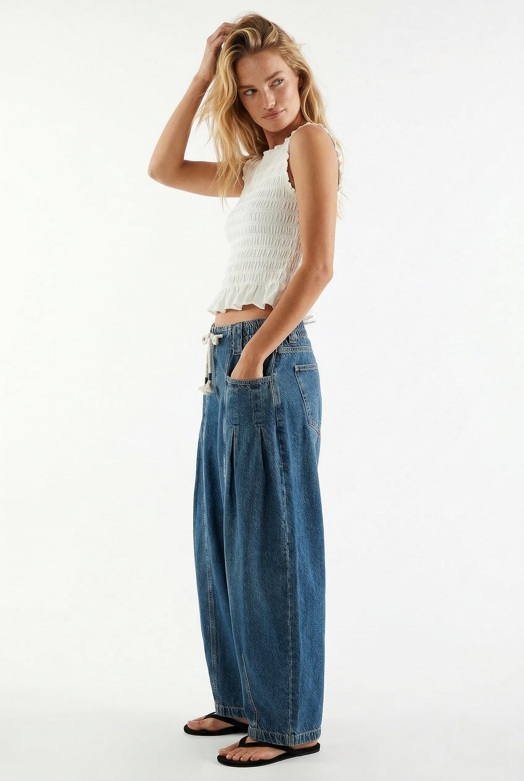 Julienne | Cotton Denim Drawstring Pants