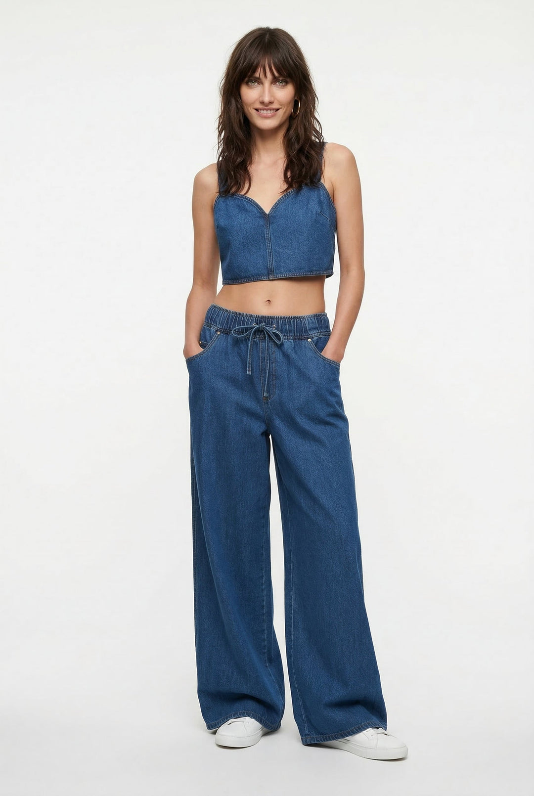 Mariange | Drawstring Wide Leg Denim Jeans