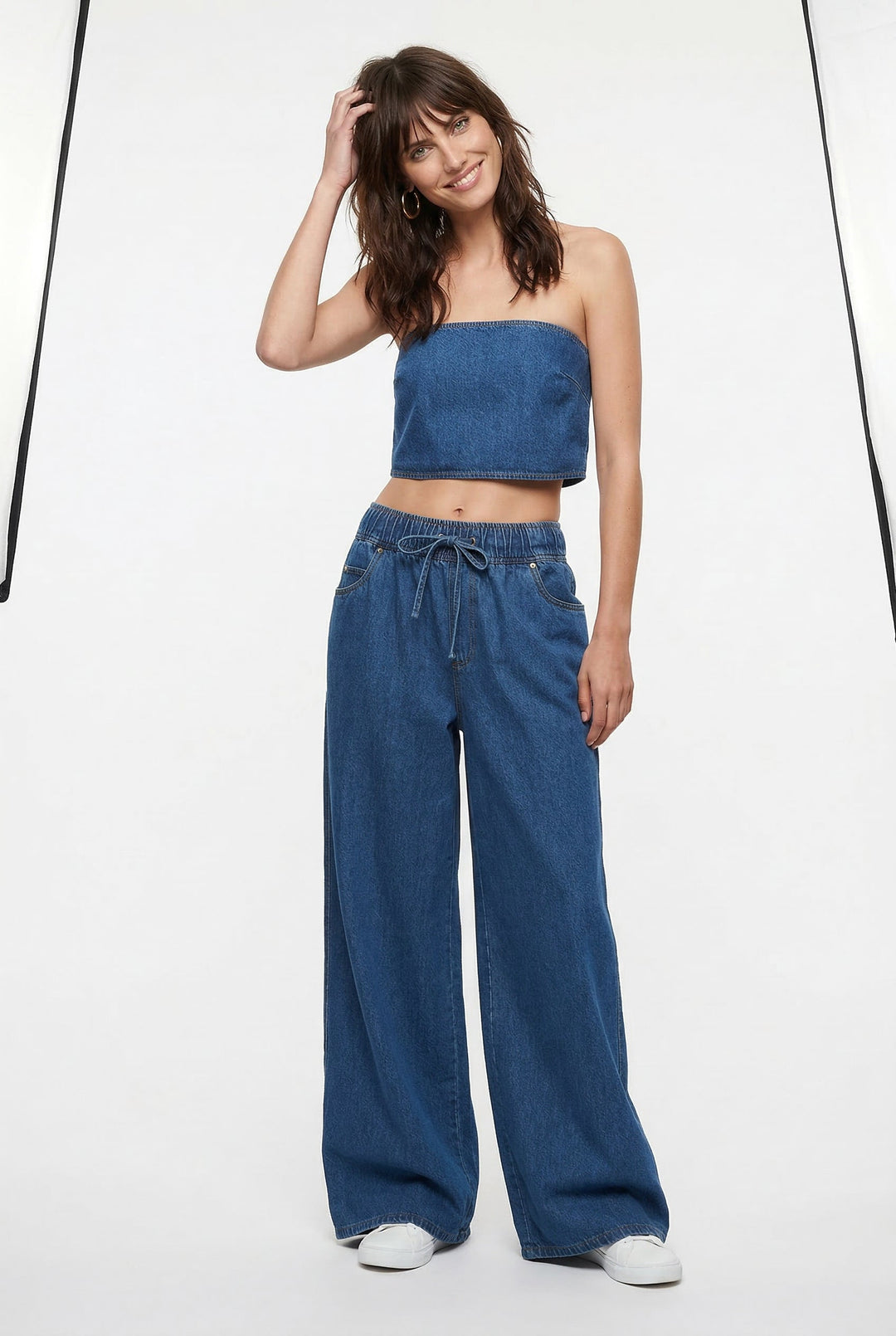 Mariange | Drawstring Wide Leg Denim Jeans