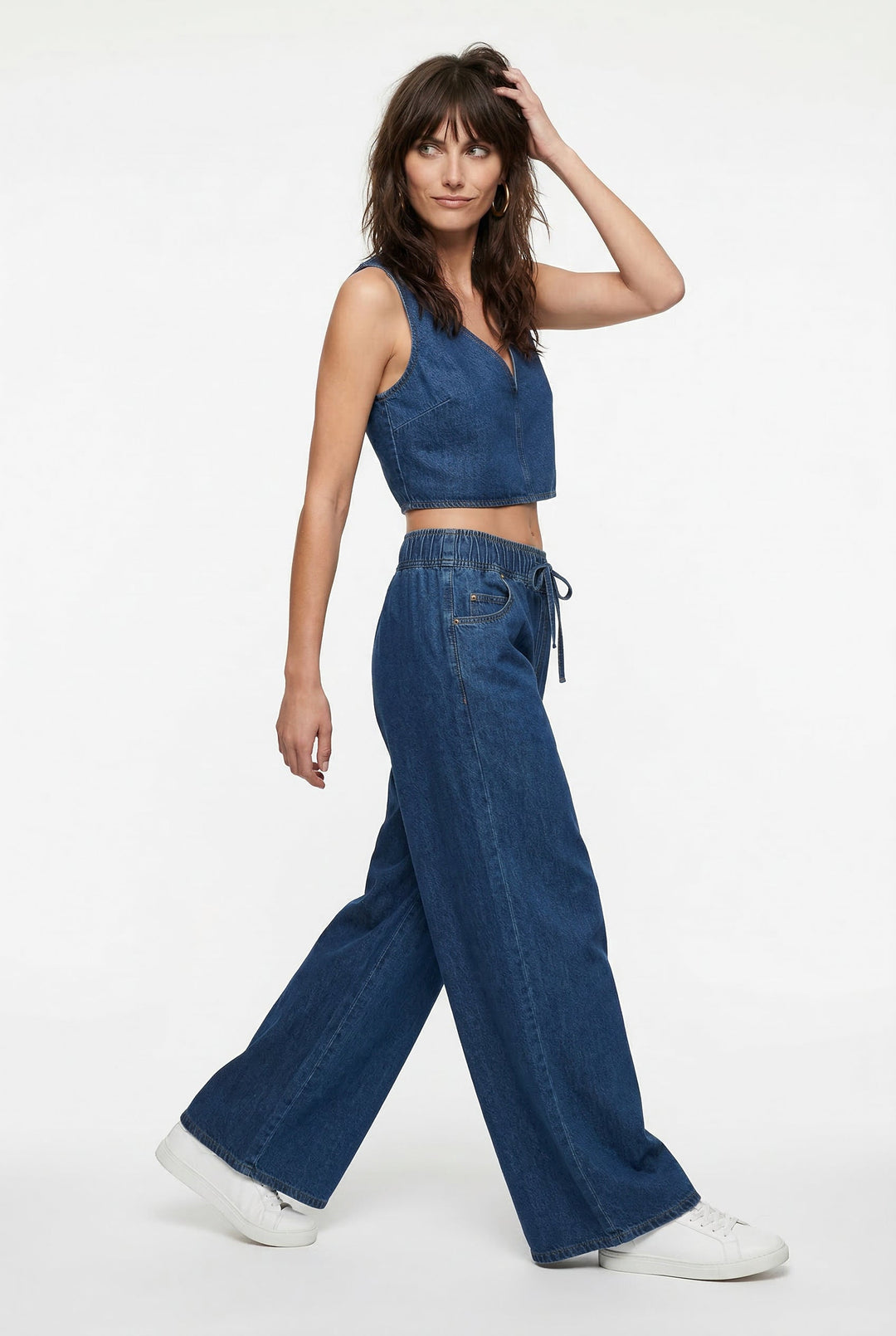 Mariange | Drawstring Wide Leg Denim Jeans