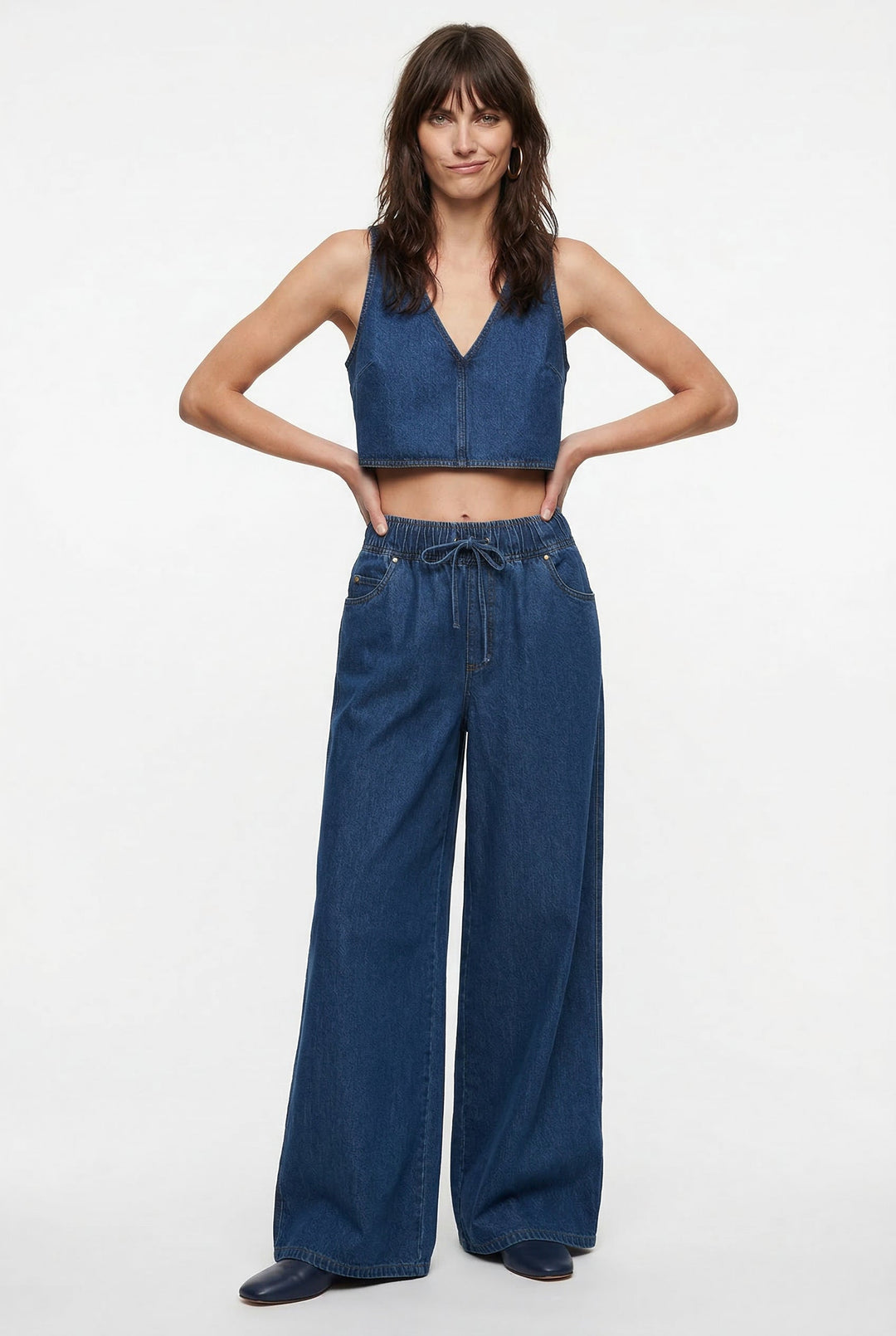 Mariange | Drawstring Wide Leg Denim Jeans