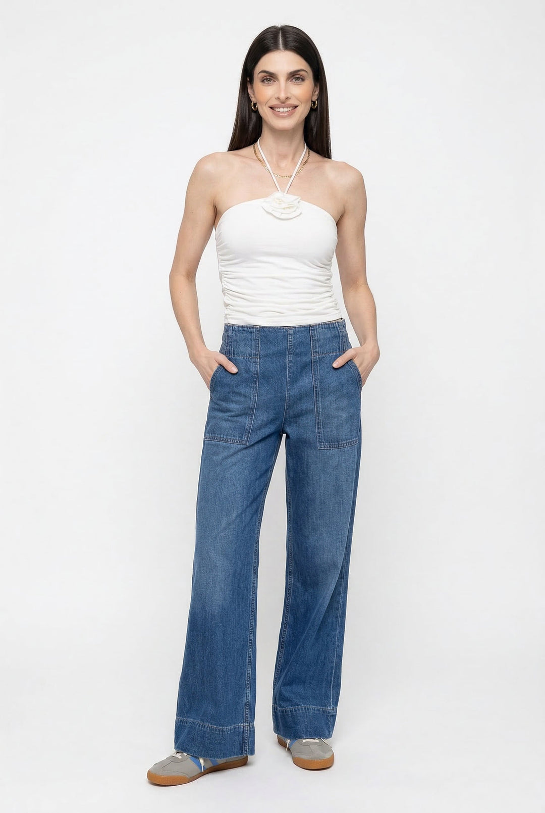 Melina | Loose Fit High Rise Wide Jeans