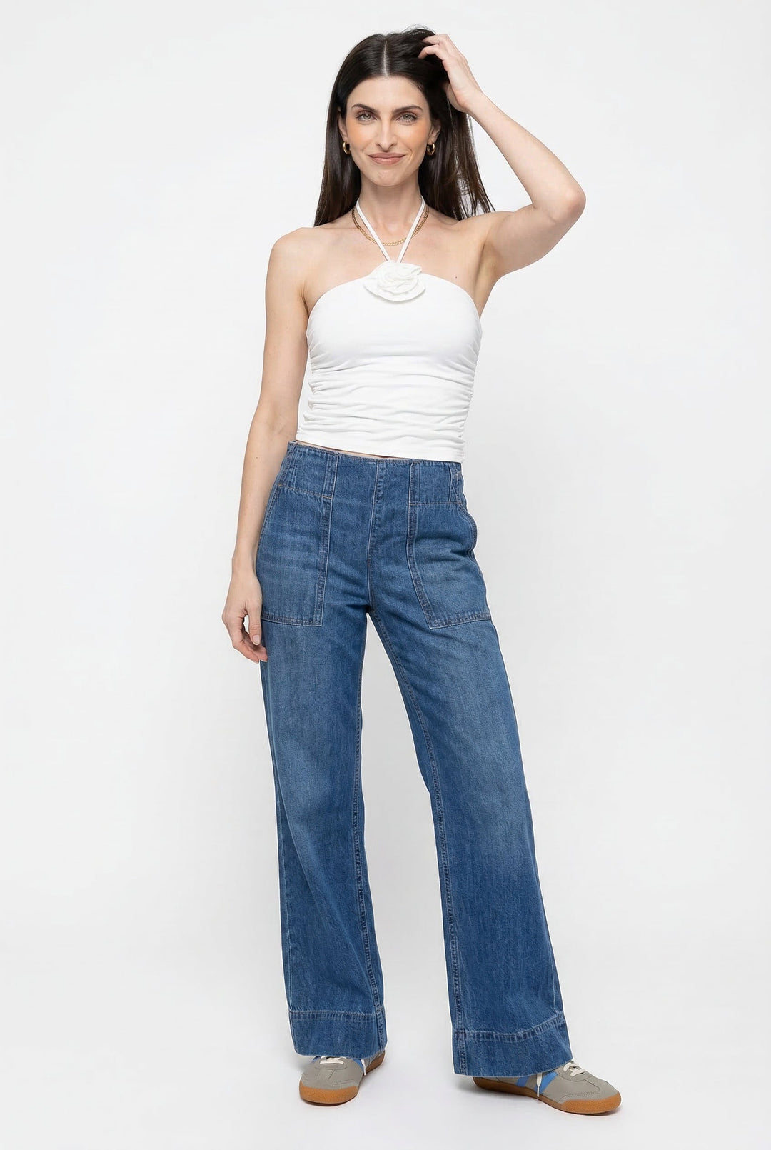 Melina | Loose Fit High Rise Wide Jeans
