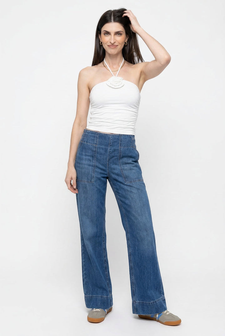 Melina | Loose Fit High Rise Wide Jeans