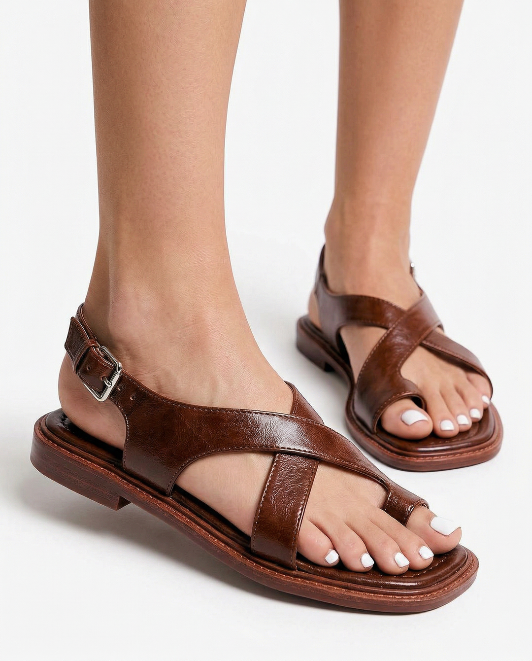 Fidelia | Italian Leather Crossed Sandals