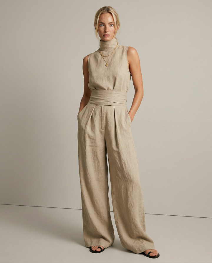 Ursuline | Linen Blend Mock Neck Set