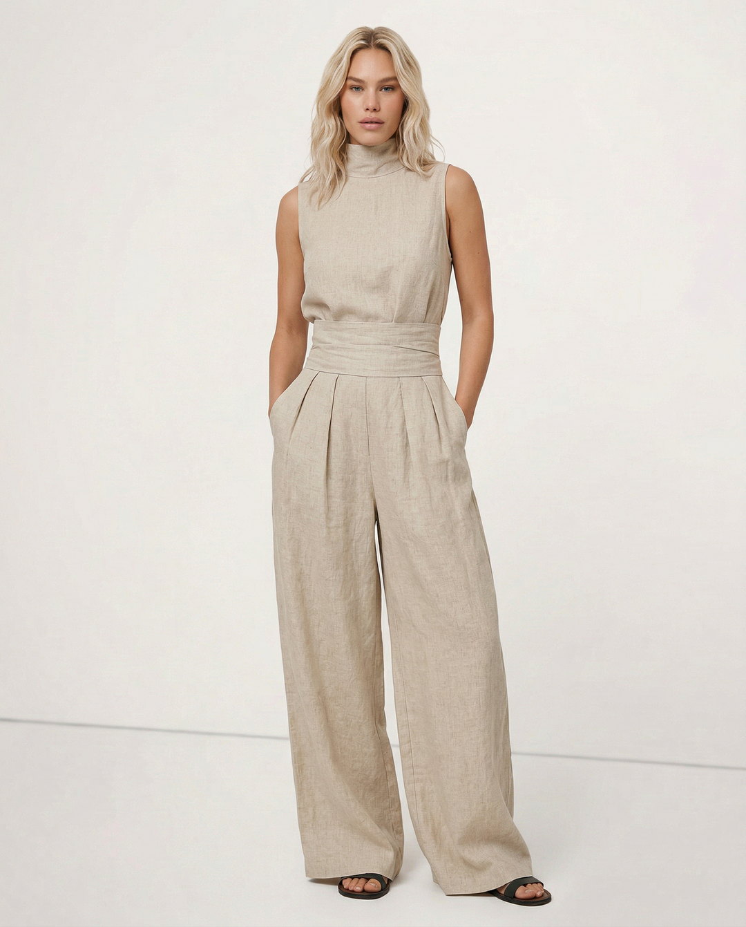 Ursuline | Linen Blend Mock Neck Set
