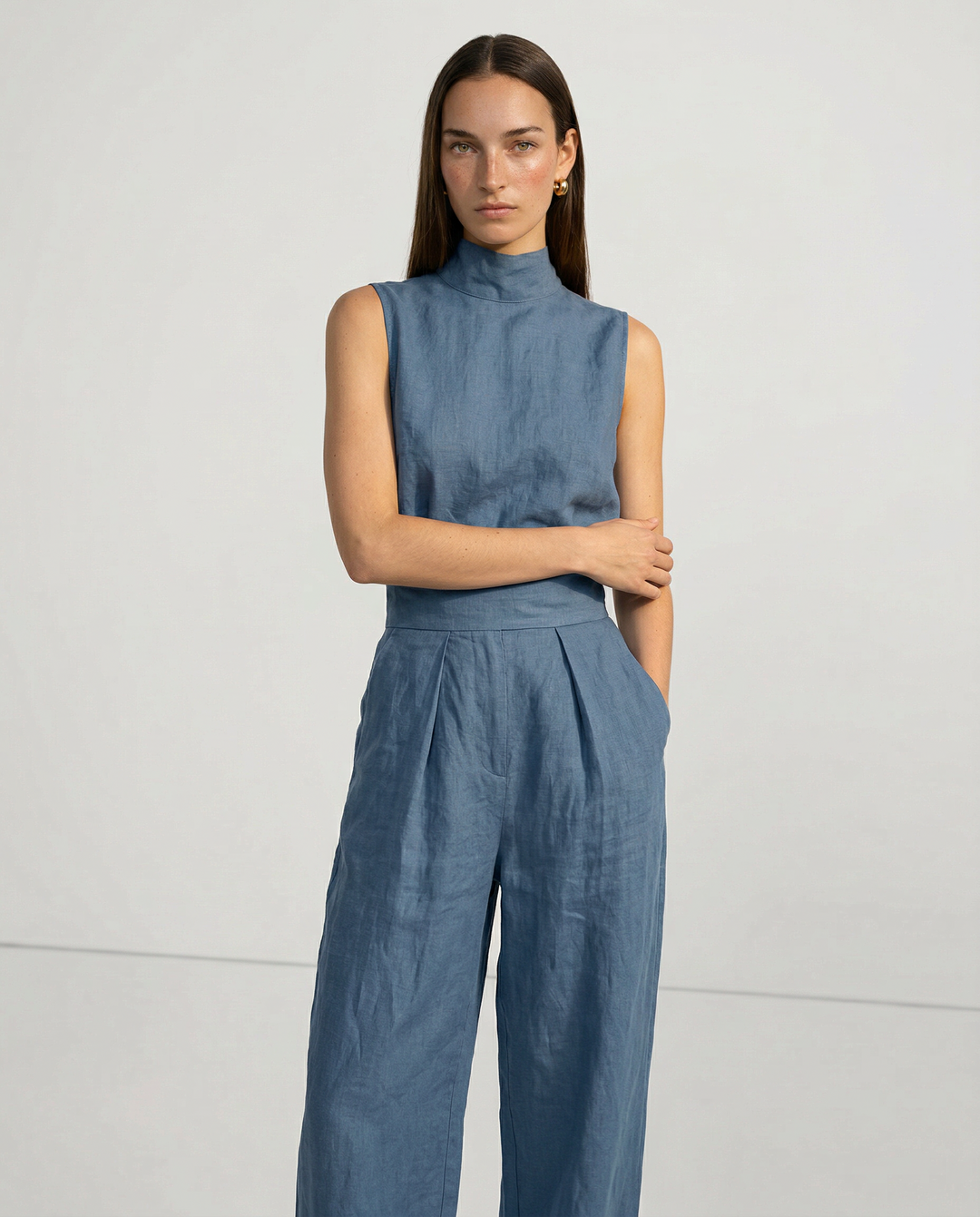 Ursuline | Linen Blend Mock Neck Set