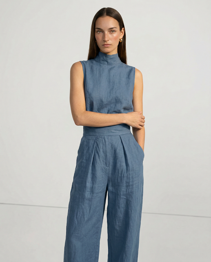 Ursuline | Linen Blend Mock Neck Set