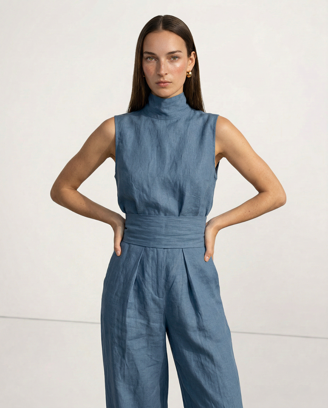 Ursuline | Linen Blend Mock Neck Set