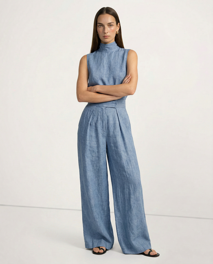 Ursuline | Linen Blend Mock Neck Set
