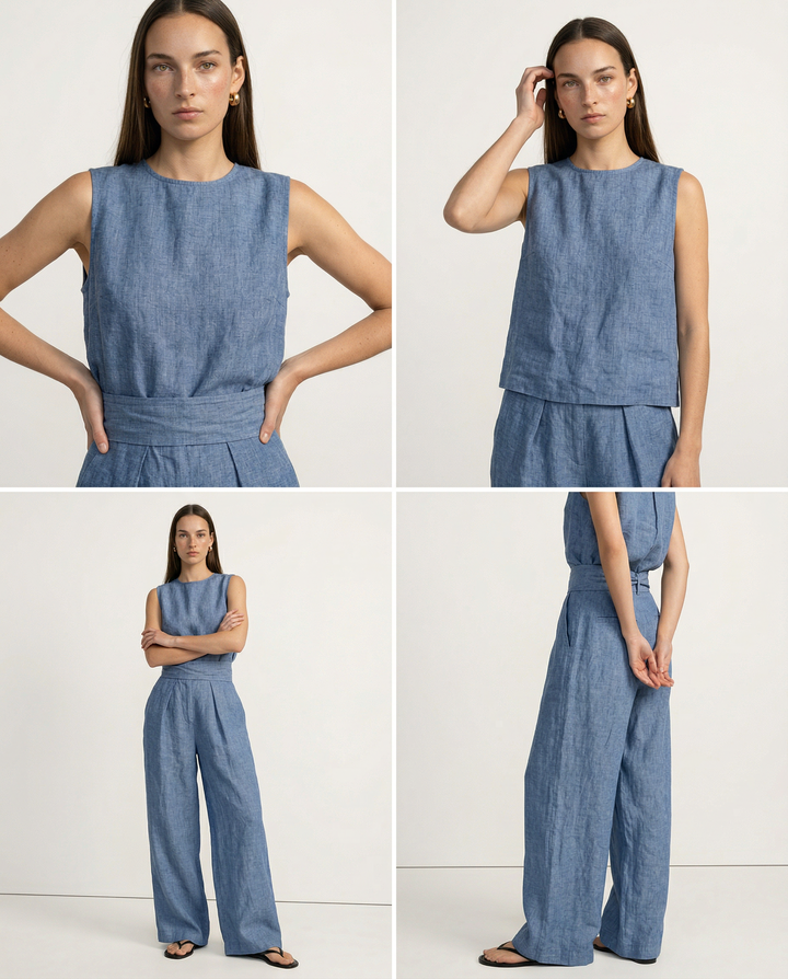 Ursuline | Linen Blend Mock Neck Set