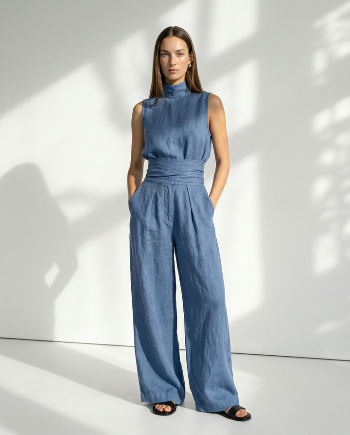 Ursuline | Linen Blend Mock Neck Set