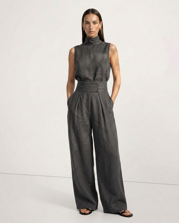 Ursuline | Linen Blend Mock Neck Set
