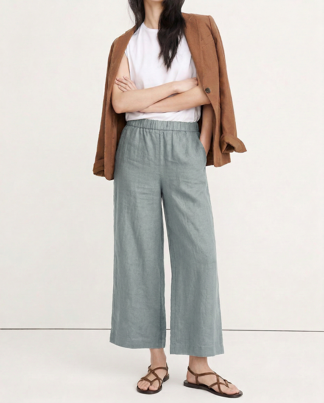 Valentina | Deep Pleated Linen Blend Pants