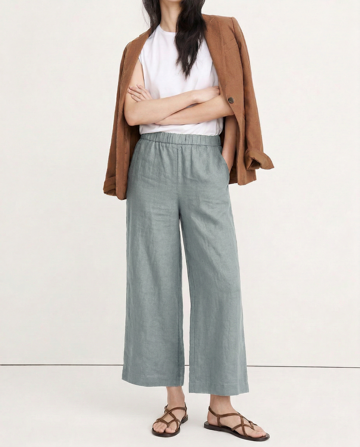 Valentina | Deep Pleated Linen Blend Pants