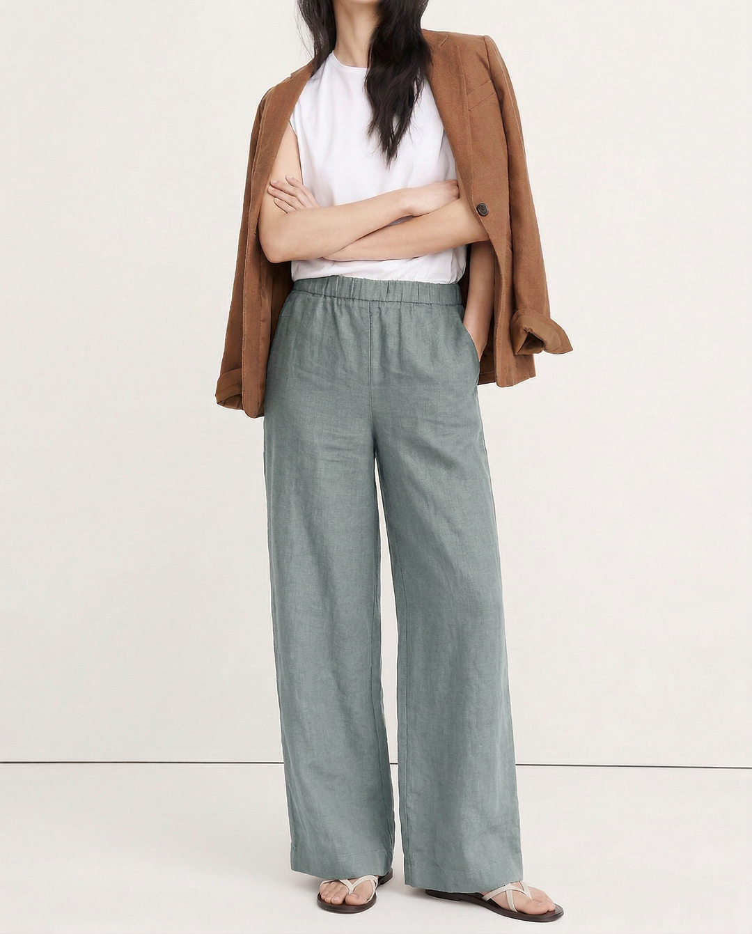 Valentina | Deep Pleated Linen Blend Pants