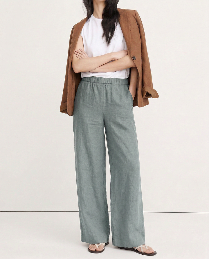 Valentina | Deep Pleated Linen Blend Pants
