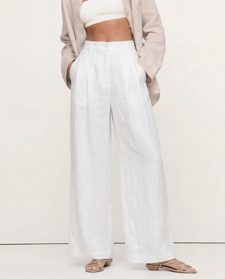 Valentina | Deep Pleated Linen Blend Pants