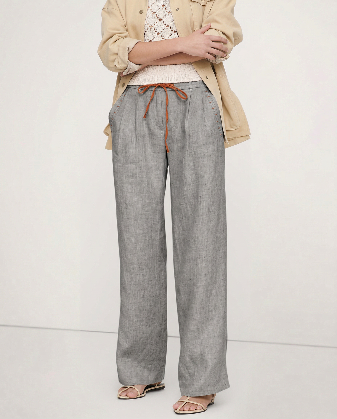 Odilia | Cotton Linen Drawstring Trousers