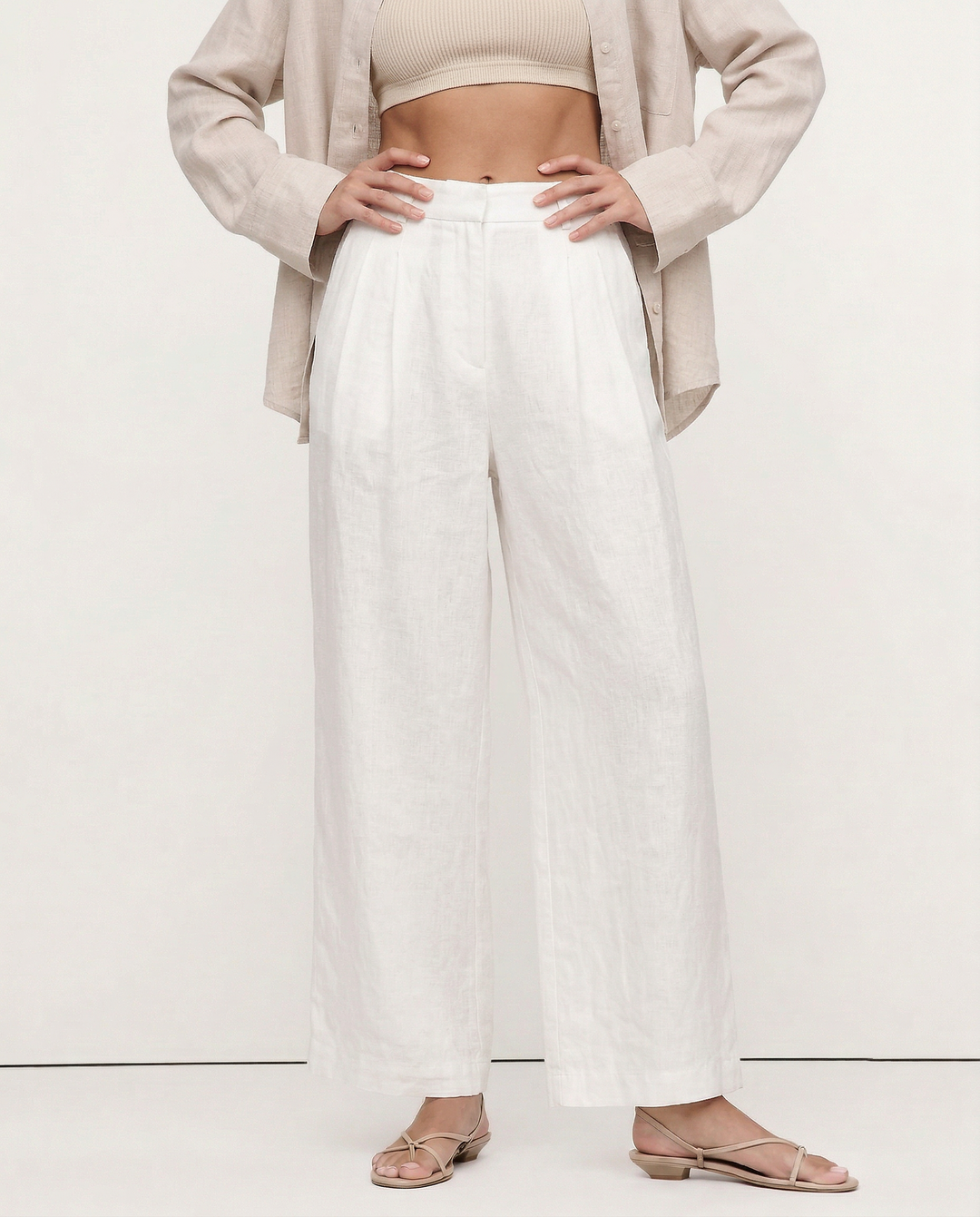 Valentina | Deep Pleated Linen Blend Pants