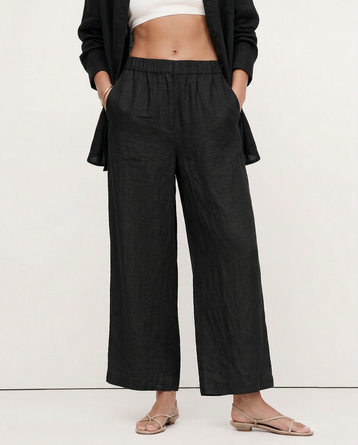 Valentina | Deep Pleated Linen Blend Pants