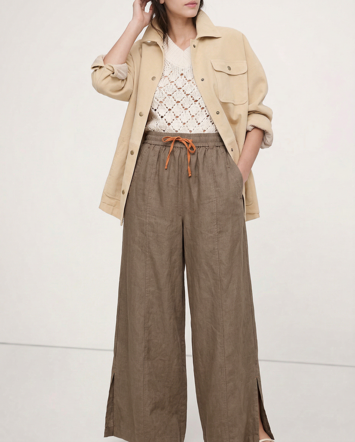 Odilia | Cotton Linen Drawstring Trousers
