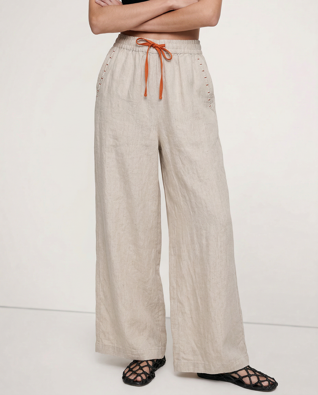 Odilia | Cotton Linen Drawstring Trousers