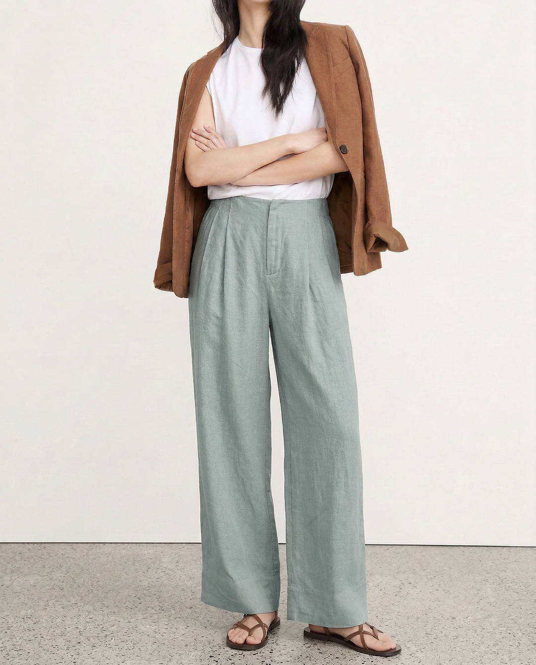 Valentina | Deep Pleated Linen Blend Pants