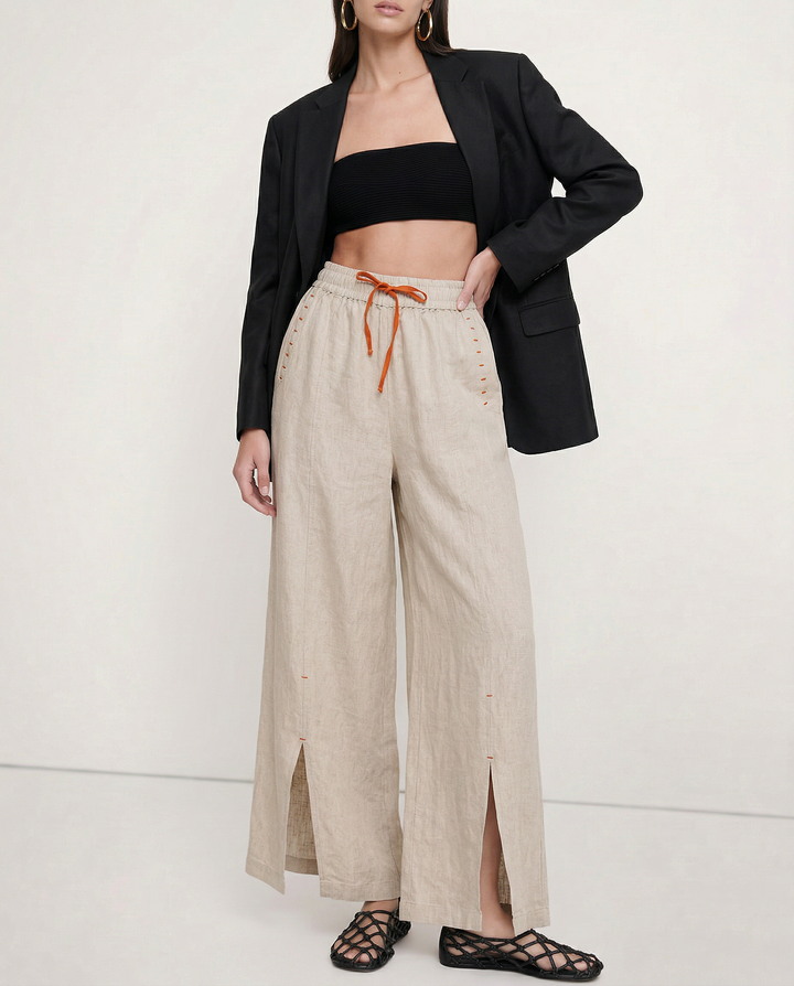 Odilia | Cotton Linen Drawstring Trousers